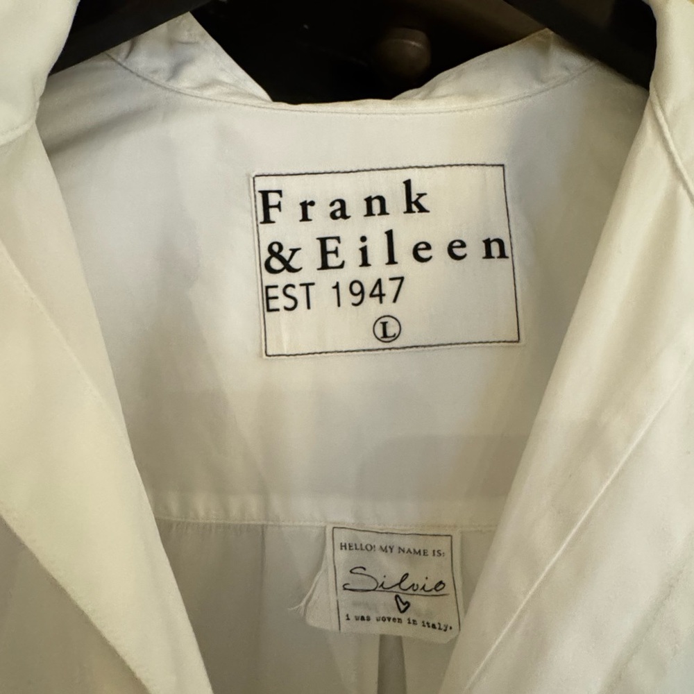 Frank & Eileen White Collared Button-Front Shirt - image 1
